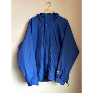 HELLY HANSEN Men's Cut Blue Black Hooded Waterproof Helly-Tech Jacket Size L